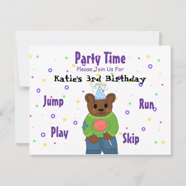 Invitation Fête à l'ours en peluche (Devant)