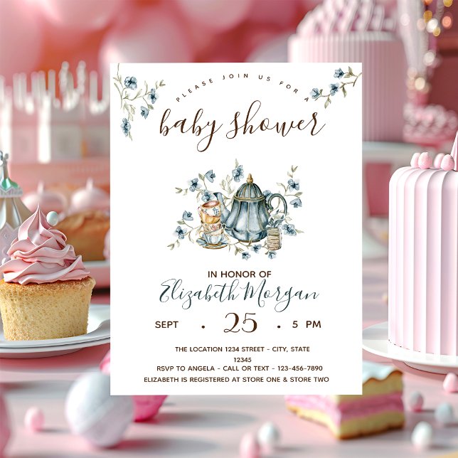 Invitation Fête à thé à pois Baby Shower  (Créateur téléchargé)