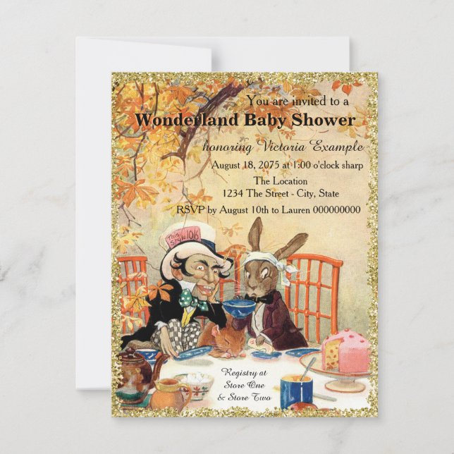 Invitation Fête à thé du Chapelier Fou Baby Shower (Devant)