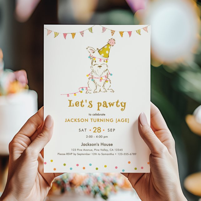 Invitation Fête à thème chien éditable âge anniversaire enfan (Créateur téléchargé)