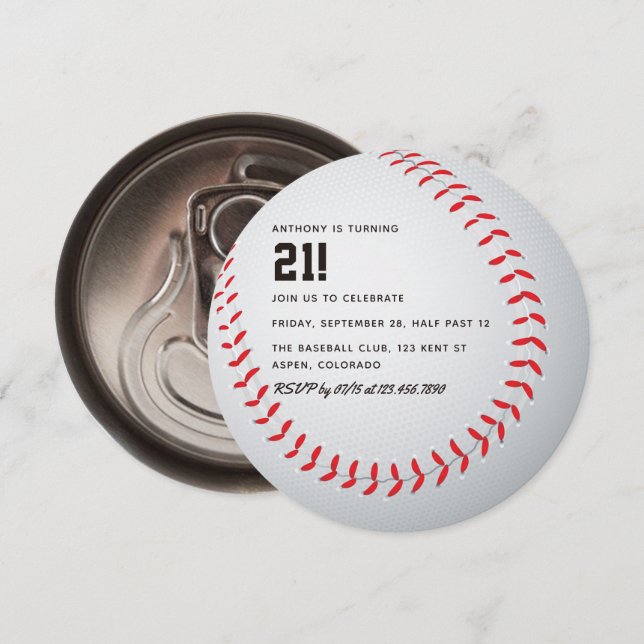 Invitation Fête à thème d'anniversaire de baseball pour adult (Devant / Derrière)
