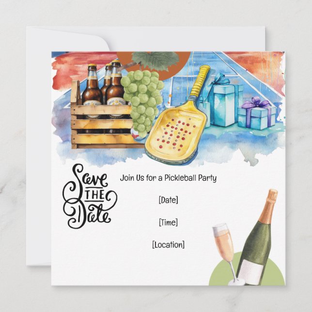 Invitation Fête à thème du Pickleball (Devant)