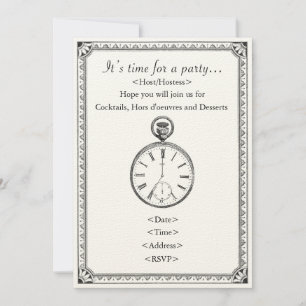 Invitation Fête à thème Heure et horloge