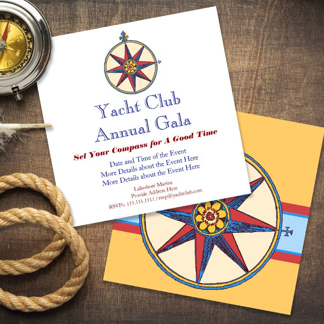 Invitation Fête à thème nautique - Yacht, Club de voile, Mari (Créateur téléchargé)