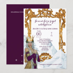 Invitation Fête à thème princesse de la reine des neiges