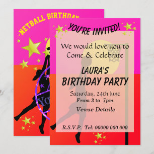 Invitation Fête à thème Sporty Netball