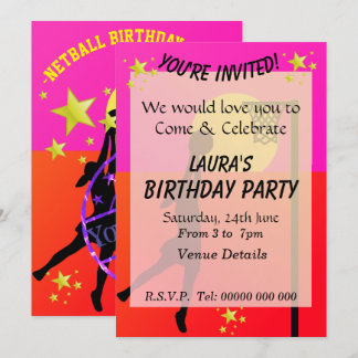 Invitation Fête à thème Sporty Netball