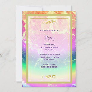Invitation Fête Abstraite avec Couleurs Arc-en-Ciel Invitatio