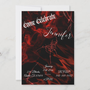Invitation Fête alternative de fumée noire rouge gothique fon