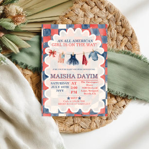 Invitation Fête américaine du 4 juillet pour bébé
