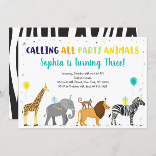Invitation Fête Animaux Safari Jungle Anniversaire