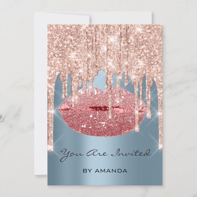 Invitation Fête Anniversaire 16e baiser Lips Rose Parties sci (Devant)