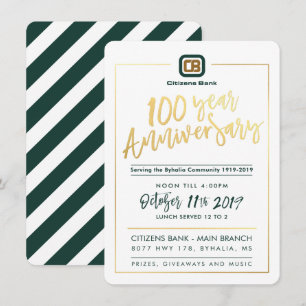 Invitation FÊTE ANNIVERSAIRE CUSTOM 100 ans - Citizens Bank