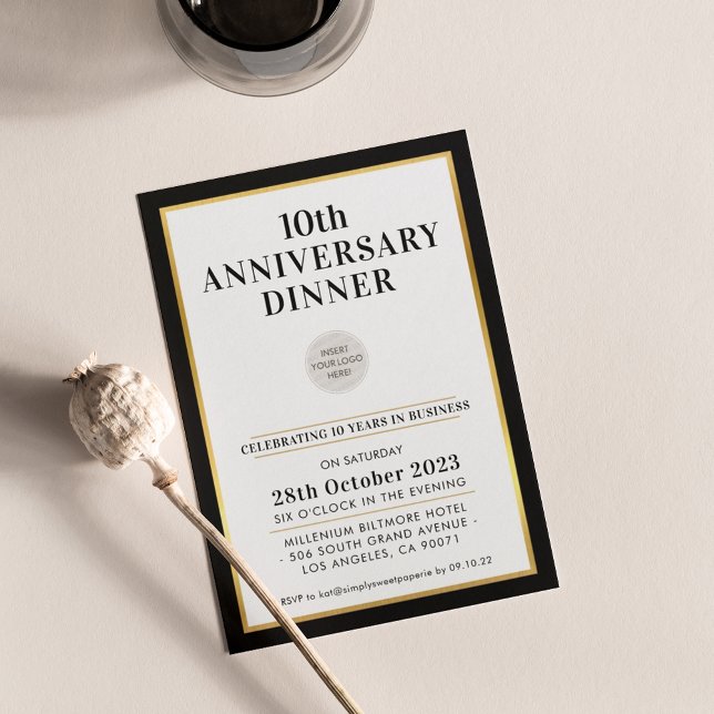 Invitation FÊTE ANNIVERSAIRE D'AFFAIRES OR noir moderne (Créateur téléchargé)