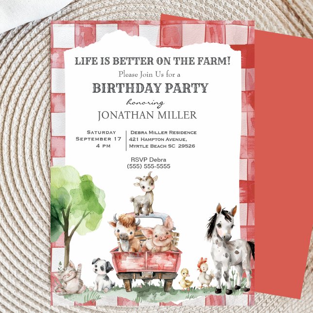 Invitation Fête Anniversaire de enfant des animaux de ferme (Créateur téléchargé)