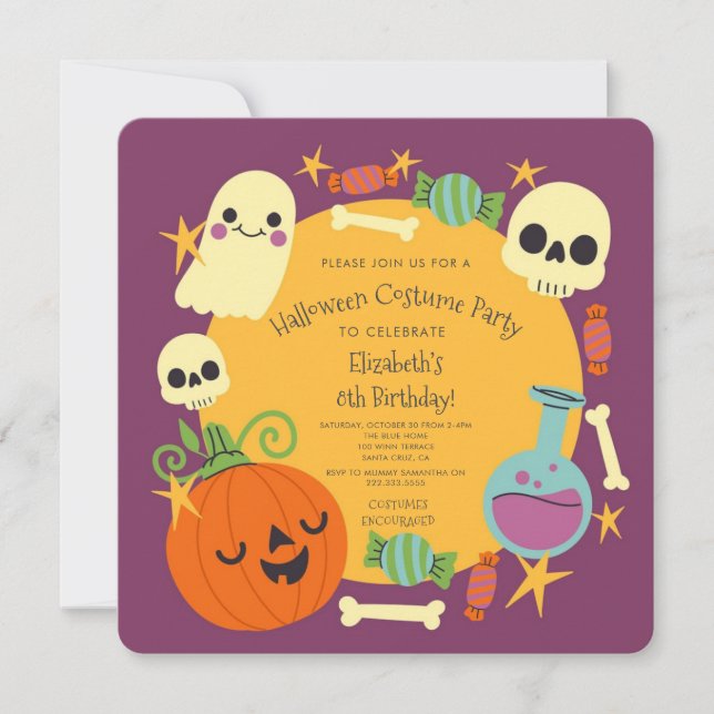 Invitation Fête Anniversaire de enfant du costume d'Halloween (Devant)