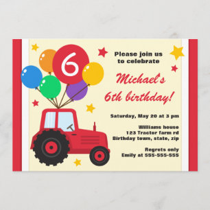 Invitation Fête anniversaire de enfant du tracteur de ferme a
