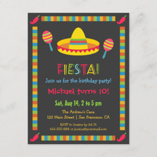 Invitation Fête Anniversaire de enfant mexicaine colorée