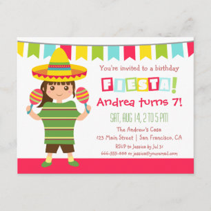 Invitation Fête Anniversaire de enfant mexicaine de Chevron