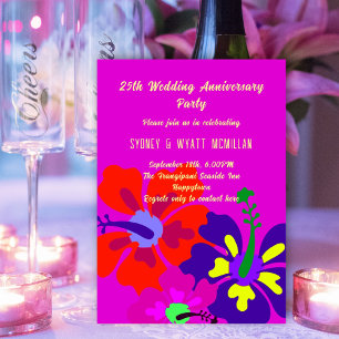 Invitation Fête Anniversaire Gras Hibiscus Design