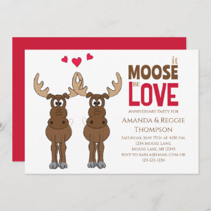 Invitation Fête Anniversaire It Moose be Love mignon Whimsica