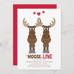 Invitation Fête Anniversaire It Moose be Love mignon Whimsica