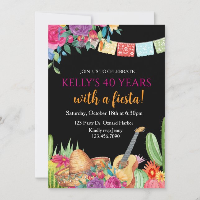 Invitation Fête, Anniversaire Surpris, Fête Mexicaine, Tout Â (Devant)