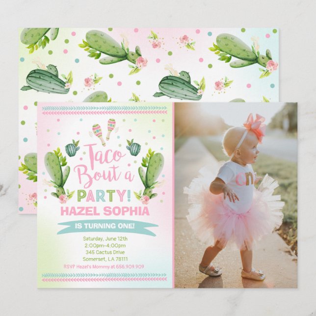 Invitation Fête Anniversaire Taco Bout Une Fête (Devant / Derrière)