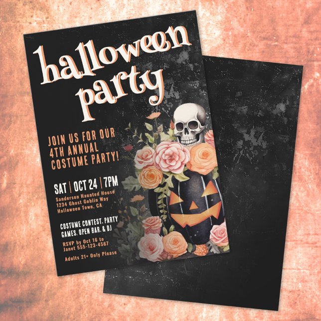 Invitation Fête annuelle de costumes d'Halloween de citrouill (Pumpkin Annual Costume Halloween Party Invitation)