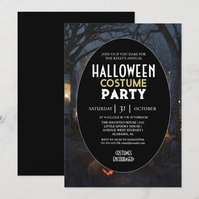 Invitation Fête annuelle de costumes d'Halloween de la forêt  (Devant / Derrière)