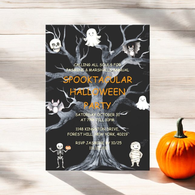 Invitation Fête annuelle d'Halloween en famille (spooktackula halloween party invitation , fully ediatable )