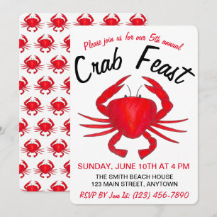 Invitation Fête annuelle du crabe Rouge Maryland Coquillages 