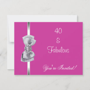 Invitation Fête Arc Argent Incroyable 40ème Rose
