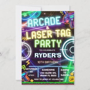 Invitation Fête arcade et laser tag ALT1