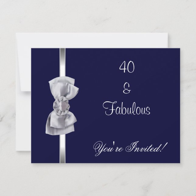 Invitation Fête Argentée Arc Bow 40 ans Navy (Devant)