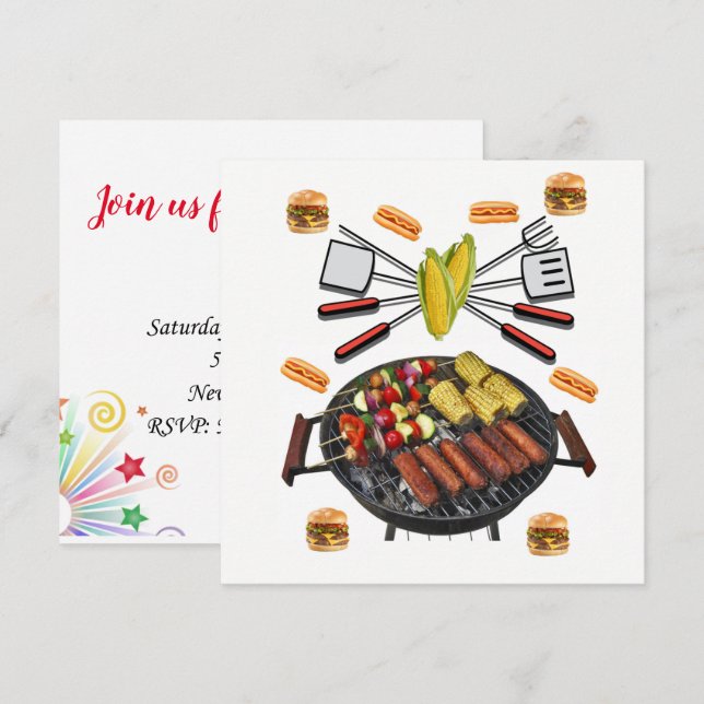 Invitation Fête au barbecue Invitation (Devant / Derrière)