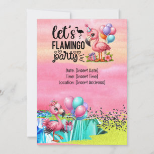 Invitation Fête au bord de la piscine aux flamants roses !