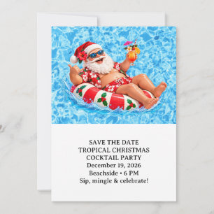 Invitation Fête au bord de la piscine avec cocktail de Noël e