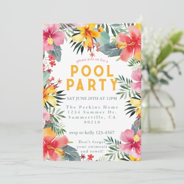 Invitation Fête au bord de la piscine BBQ d'été (Debout devant)