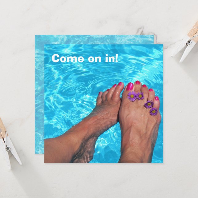 Invitation Fête au bord de la piscine en été (Devant/Arrière en situation)