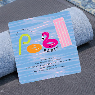 Invitation Fête au bord de la piscine en été Jolies bouées