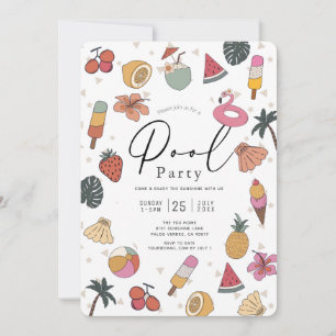 Invitation Fête au bord de la piscine Natation d'été Adulte