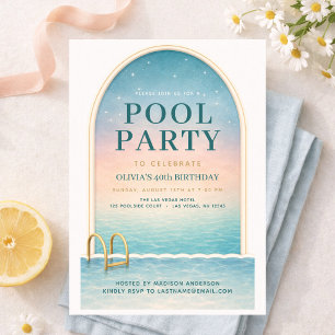 Invitation Fête au bord de la piscine pour 40 ans