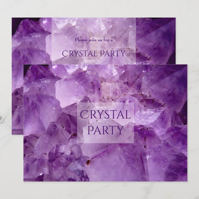 Invitation Fête au cristal d'améthyste violet joli (Devant / Derrière)