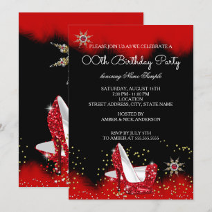 Invitation Fête au flocon de neige rouge à talons hauts paill