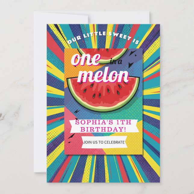 Invitation Fête au melon Pop Art (Devant)