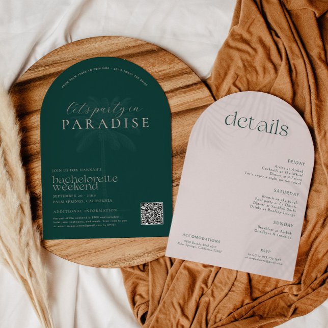 Invitation Fête au Paradis | Week-end Moderne d'Enterrement d (Créateur téléchargé)