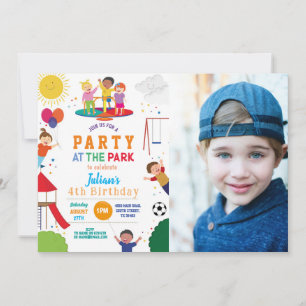 Invitation Fête au Parc Anniversaire Filles ou garçons