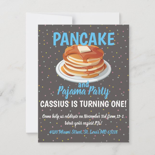 Invitation Fête au pyjama et crêpe (Devant)