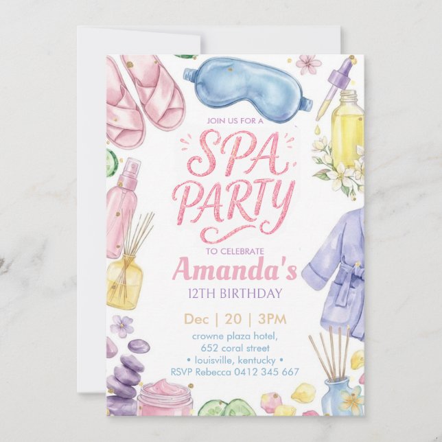 Invitation Fête au Spa Anniversaire Spa (Devant)